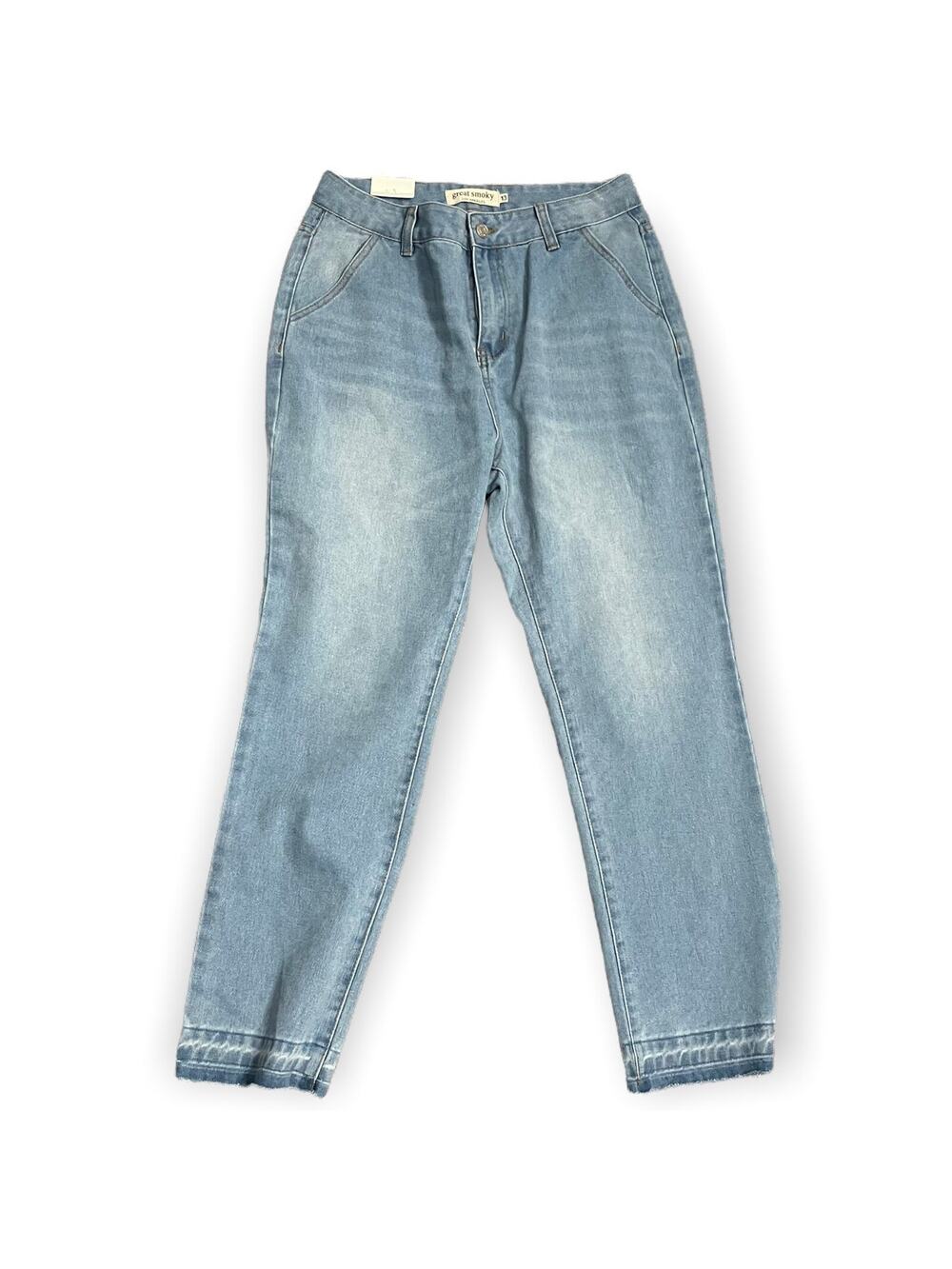 Great Smoky Los Angeles Distressed Crop Leg Jeans Womens 13 Juniors Blue Y2K NEW